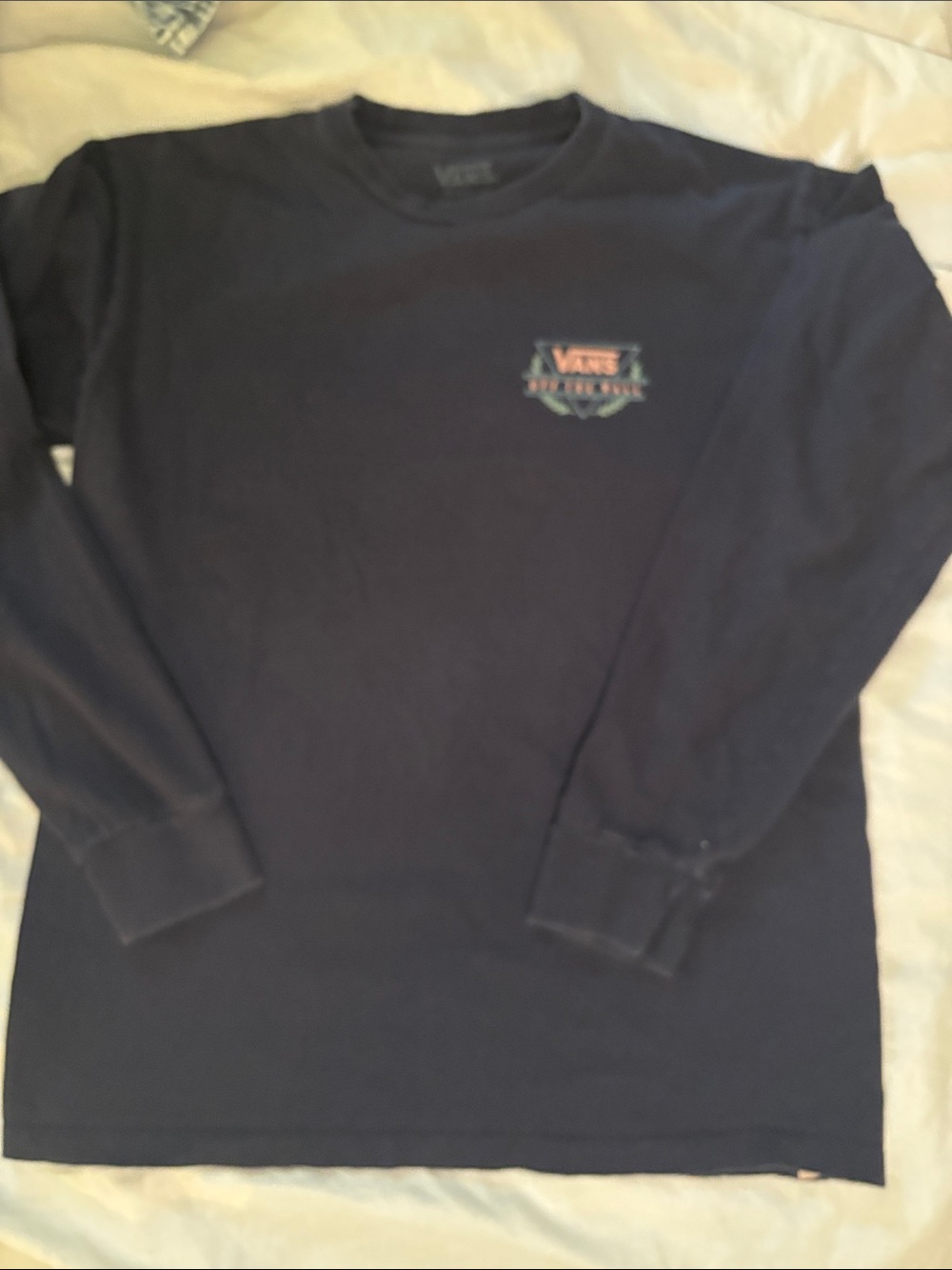 Vans Off The Wall Long Sleeve Graphic T Shirt M Navy 100% Cotton 2022